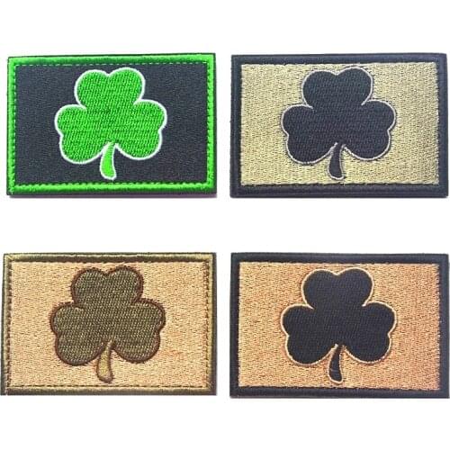 Clover Embroidery Patch Emblem Badge Subdued Irish Flag Decorative Sewing Applique Embellishment Tactical Patches