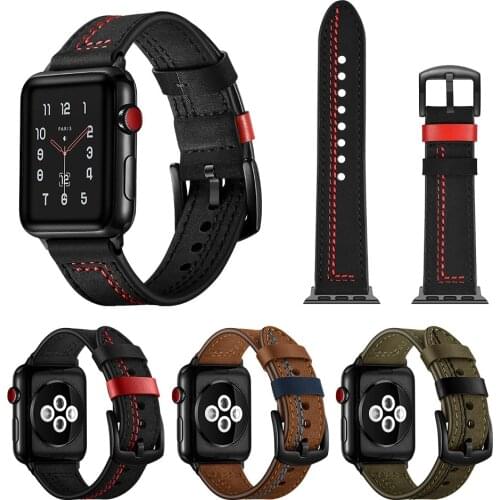 For Apple Watch Series 6 SE 5 4 Leather Band Wrist Strap Bracelet Replaceable Watchband for iWatch 1 2 3 44mm 40mm 42mm 38mm