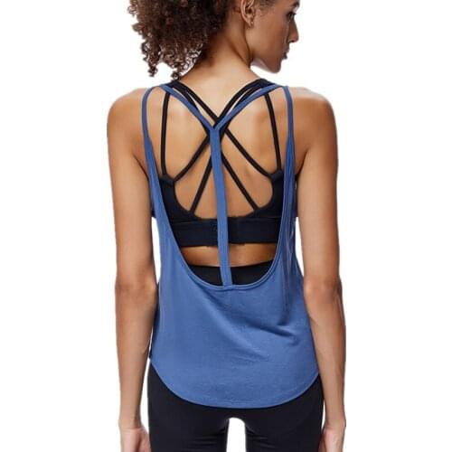 2020 Summer New Running Vest Sexy Yoga Vest Womens Running Loose Sleeveless Sports Vest Back Breathable Hollow Out Fitness Top