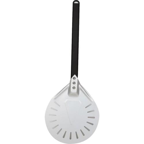 Pizza Turning Small Pizza Peel Paddle Short Round Pizza Tool Non Slip Handle Perforated Pizza Shovel Aluminum