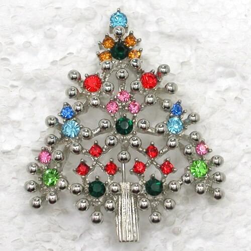 Fashion Brooch Rhinestone Christmas tree Pin brooches C2018 E