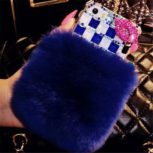 Fox head Bling Warm Soft Beaver Rabbit Fur Hair phone case For HuaweiP8 P9 P10 P20 P30 P40 Pro Lite Mate10 20 30 Lite phone Case