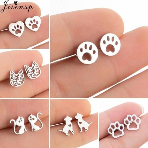 Multiple Minimalist Stud Earrings for Women Trendy Cat Dog Paw Earrings Children Jewelry Cute Footprint Ear Studs Piercing 2021