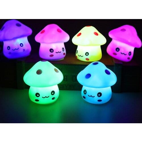 New Cute 6.5cm Color Changing LED Mushroom Lamp Party Lights Mini Soft Baby Child Sleeping Nightlight Novelty Luminous Toy Gift