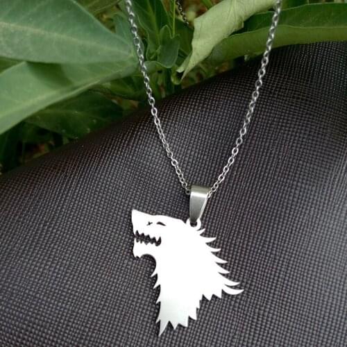 Fashion Collar Wolf Animal Necklace 316L Stainless Steel Forest Animals Men Necklace Hollow Cut Out Pendant Jewelry For Women