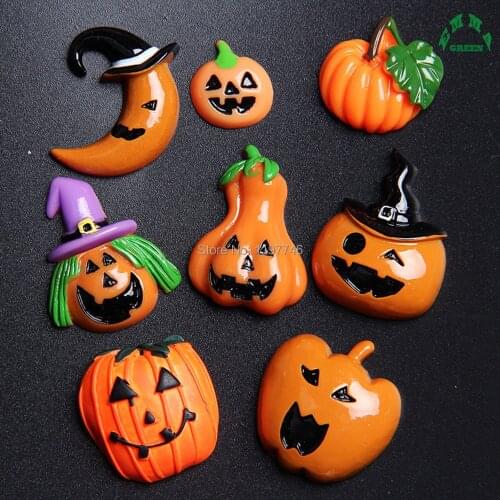 Halloween Charms for Kids Resin Pumpkin Charms for Jewelry Making 10pcs 25mm Slime Charms Flatback Resin Cabochon for phone Case