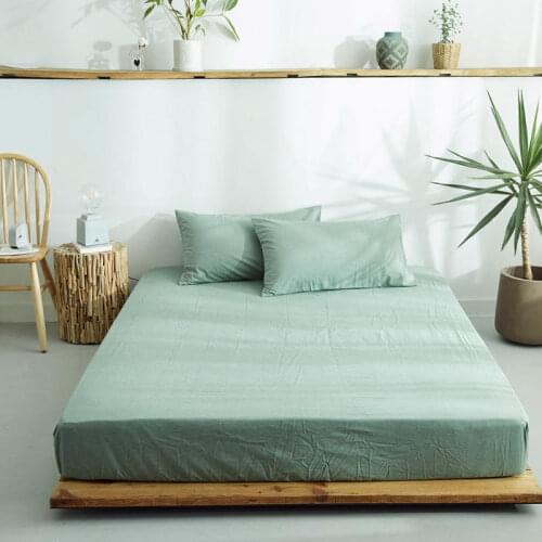 100% Cotton Fitted Bedsheet &Flat Sheet Elastic Rubber 1000TC Soft and Breathable Washed Cotton Fabric