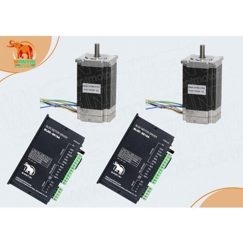 China offer, Super Dealer, Cheap)2 Axis CNC Wantai Nema 23 Brushless DC Motor 3000RPM, 24VDC,125W,3phs ,57BLF02 & Driver 80VDC