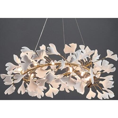 Nordic ceramic ginkgo petal staircase chandelier hotel lobby high-end villa corridor art restaurant chandelier