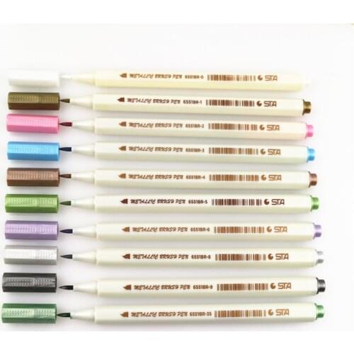 STA 6551 BRUSH 10 Colors Lot Marker Pen Scrapbooking Crafts Soft Brush Pen Art Marker Pen For Stationery School Supplies