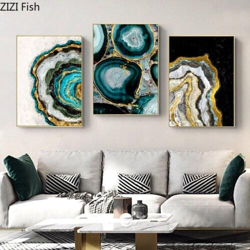 Triptych Spray Painting Wall Paintings Dreamy Golden Texture Wall Decoration Canvas Photo Mural Aluminum Alloy Frame Home Decor