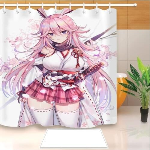 High Quality Anime Yae Sakura 3D Printed Shower Curtains Bath Products Bathroom Decor with Hooks Waterproof 07