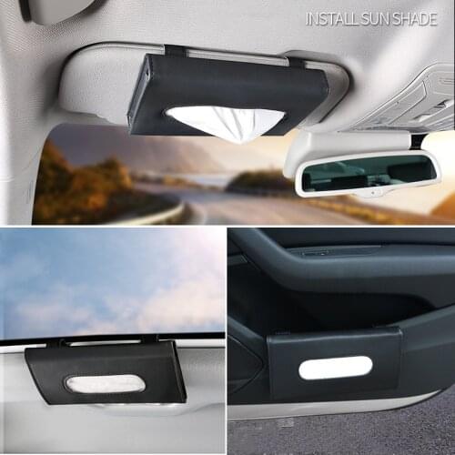 High Quality Car Sunshade Paper Towel Bag Multi - Function Leather Car Hanging Seat Car Carton Tissue Box Shade Paper Towel Box