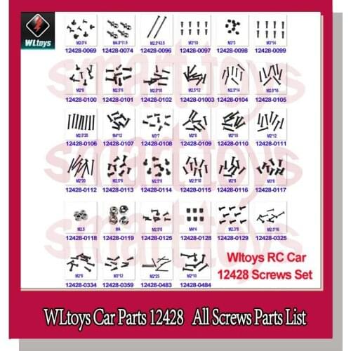 Wltoys 12428 Screws Pan Head Steps Flat Head Screws Jimi Nuts Spring for Wltoys 12423 12428 RC Car Parts