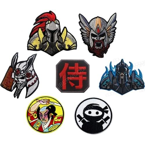 Japanese Bushido Ninja Warrior Sword Kabuki Japan Samurai Armour Warrior Embroidery Patches Military Badge