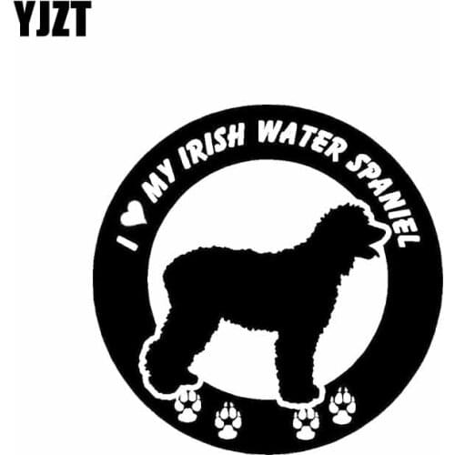 YJZT 15CM*15CM I Love My Lrish Water Spaniel Dog Vinyl Decoration Car Sticker Black/Silver C2-3241