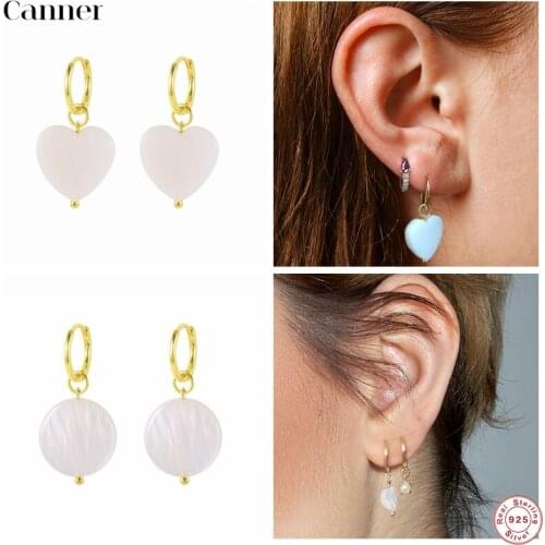 CANNER 925 Sterling Silver 2021 Trend Woman Fashion Jewelry Hoop Earrings White Shell Earrings For Women Anniversary Gifts Jewls