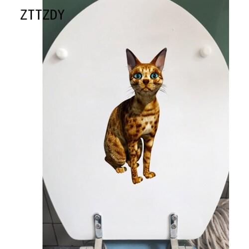 ZTTZDY 10.9*22.9CM Personality Cat Wall Sticker Toilet Decal Bedroom Home Decor Art T3-0306
