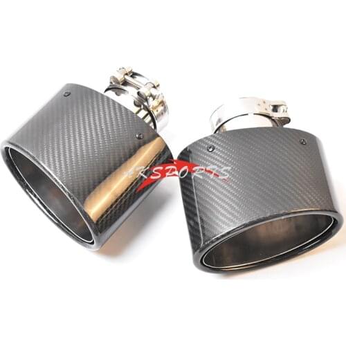 1 PC Car universal 150mm Width Bevel Glossy Fiber Carbon Stainsteel Steel Exhaust Pipe Oval Muffler Tip For Benz BMW e90