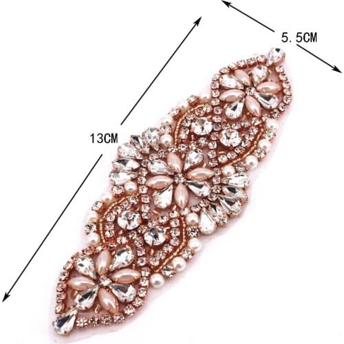 1 PCS Gold Wedding Rhinestone Appliques Crystal Beads Sew On Rhinestone Appliques Bridal Accessories For Wedding Belt