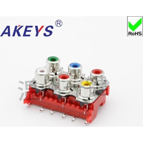 10 pcs AV with core socket RCA seat six-hole PCB welded Audio Video socket Lotus seat AV6-8.4-13PB