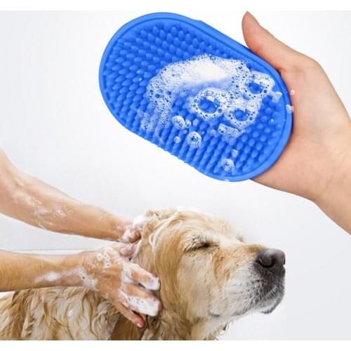2020 New Dog Bath Brush Rubber Puppy Cats Glove Comb For Pet Hair Removal Cleaning Massaging Brush Pet Grooming Supplies