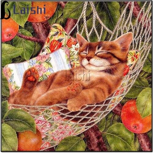 Diamond Painting Cats Sleep Anywhere Cartoons Full Drill Mosaic Diamond Painting Cross Stitch Embroidery Home Decorative Craft