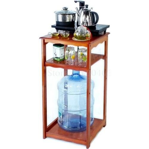 Bamboo bucket bucket rack kettle on the kettle tea set tea rack solid wood tea cart office drinking water rack