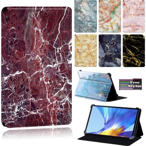Tablet Case for Huawei Enjoy Tablet 2 10.1/Honor V6/MatePad(10.4"/10.8"/)MatePad Pro 10.8"/MatePad T8 with Marble Pattern + Pen