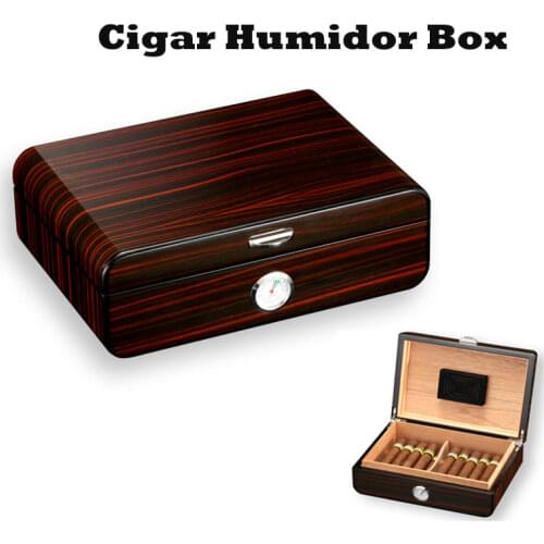 Cigar Case Piano Paint Black Cedar Wood Humidor Case Storage Box