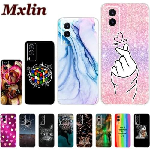 For Vivo V21e Case V2061 Luxury Love Heart Printed Phone Case 6.44" Soft Coque For Vivo V21e 5G Cover VivoV21e V 21e V2055 Capas