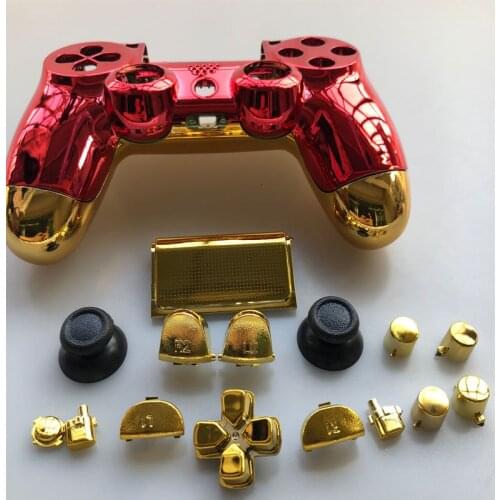 Full Housing Shell Plating Case Cover Button For PS4 Pro Playstation 4 Pro JDM 040 JDS 040 V2 Controller Chrome Gold Red Replace