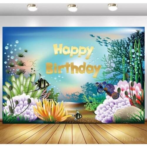 Underwater Sea Mermaid Kids Birthday Backdrops Photography Coral Bubble Fishes Princess Party Decor Poster Photo Backgrounds