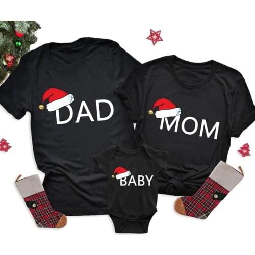 Santa Dad Mom Baby Print Daddy Mommy kid t-shirt christmas Family Look T shirt Mother Father Matching Outfits Tops Babys Romper