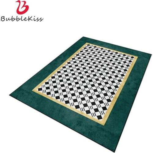 Bubble Kiss Carpets For Living Room Dark Green Rugs Black White Grid Carpet Coffee Table Door Floor Mat Carpet Bedroom Decor Rug