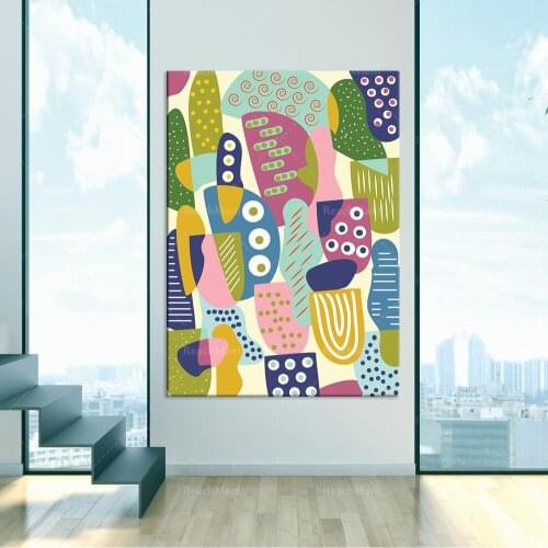 Colourful wall art, children room decor, colourful art, nursery decor, room decor, playful, colorful, room art, modern poster, w