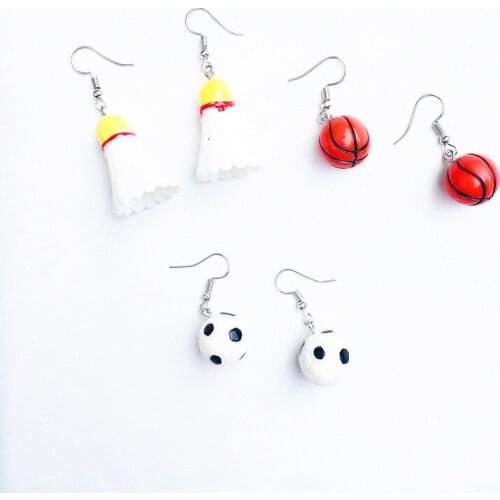 Creative Football Badminton Basketball Earrings for Women Girl Personality Pendant Acrylic Earrings Fashion Jewelry Accessories