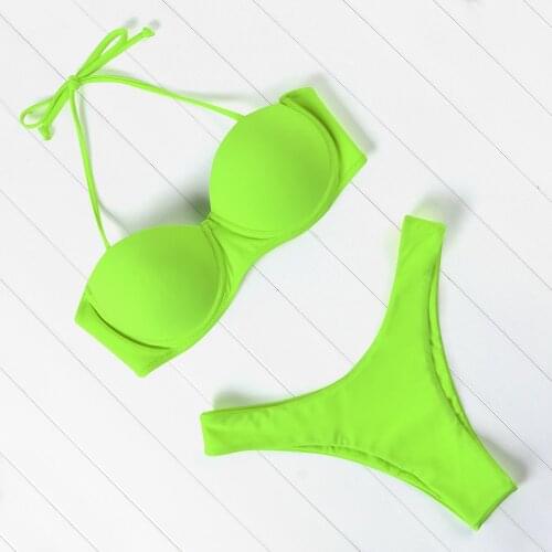 Push Up Bikini 2021 Swimwear Women Leopard Brazilian Bathing Suit Summer Beach Wear Biquini Bandeau Swimsuit Women Bikini Set