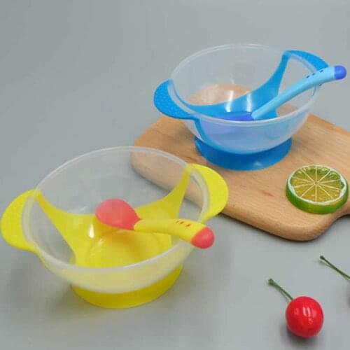 Baby Solid Feeding dinnerware bowl Set Baby Cutlery Sets Drop Resistance Temperature Sensing Spoon Sucker Bowl For Baby bowl
