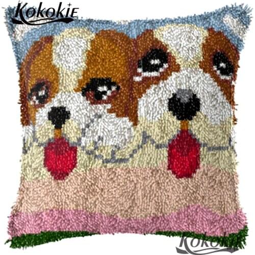 Latch hook diy rug making kit cross stitch kits embroidery needlework sets cartoon dog carpet Needlework Crocheting Rug Kits