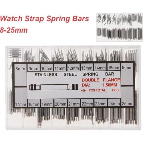 8-25mm Watchmaker Watch Band Spring Bars Strap Bracelet Link Pins Stainless Steel Repair Kit Tool Sets Accessories