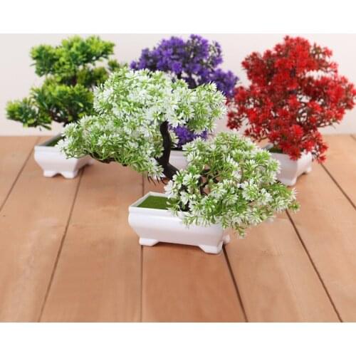 New Artificial Bonsai Pine Simulation Plastic Pine Tree Bonsai with Pot Table Fake Plant Ornaments Home Garden Decor 5 Colors