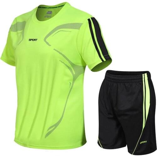 2021 New Race Sport Gym T Shirt Short Sleeve Football Basketball Tennis Quick Dry Shirt Set Sports Fitness Suits Sports Clothing