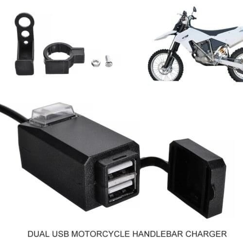 New Arrival 1pc Motorcycle Handlebar Dual USB Charger 3.1A Square Socket with Waterproof Switch