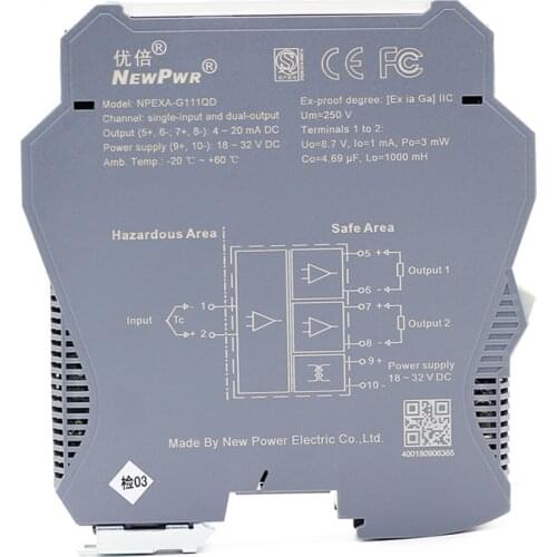 NPEXA-G11 Thermocouple Input Intrinsic Safety Barrier 4-20mA Output Isolated Safety Barrier