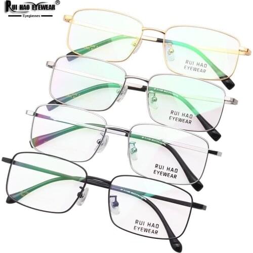 4 Color Eyeglasses Men Frames Titanium Glasses Frame Square Leisure Spectacles Classic Design Rui Hao Eyewear Brand