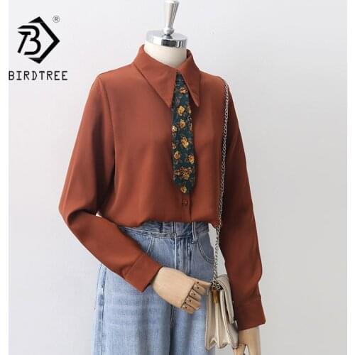 Autumn Women White Shirt Vintage Lantern Sleeve Chiffon Blouse Turn-Down Collar Elegant Office Wear Spring Floral Bow Tie Tops T