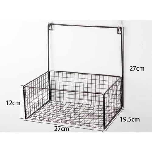 Nordic Iron Wire Hanging Storage Basket Wall Display Storage Box Basket Multifunction Mesh Wire Metal Wall Shelf Storage Holder