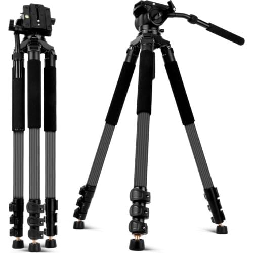 Carbon Fiber Video Tripod with Fluid Head 192cm Professional Camera Tripod for Nikon Canon Sony DSLR Cameras Video Camcorder