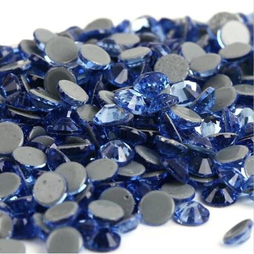 All sizes Lt.Sapphire DMC Iron On Rhinestones/Flat Back Nail art Hot fix Crystal Rhinestones Strass Sewing & Fabric Garment